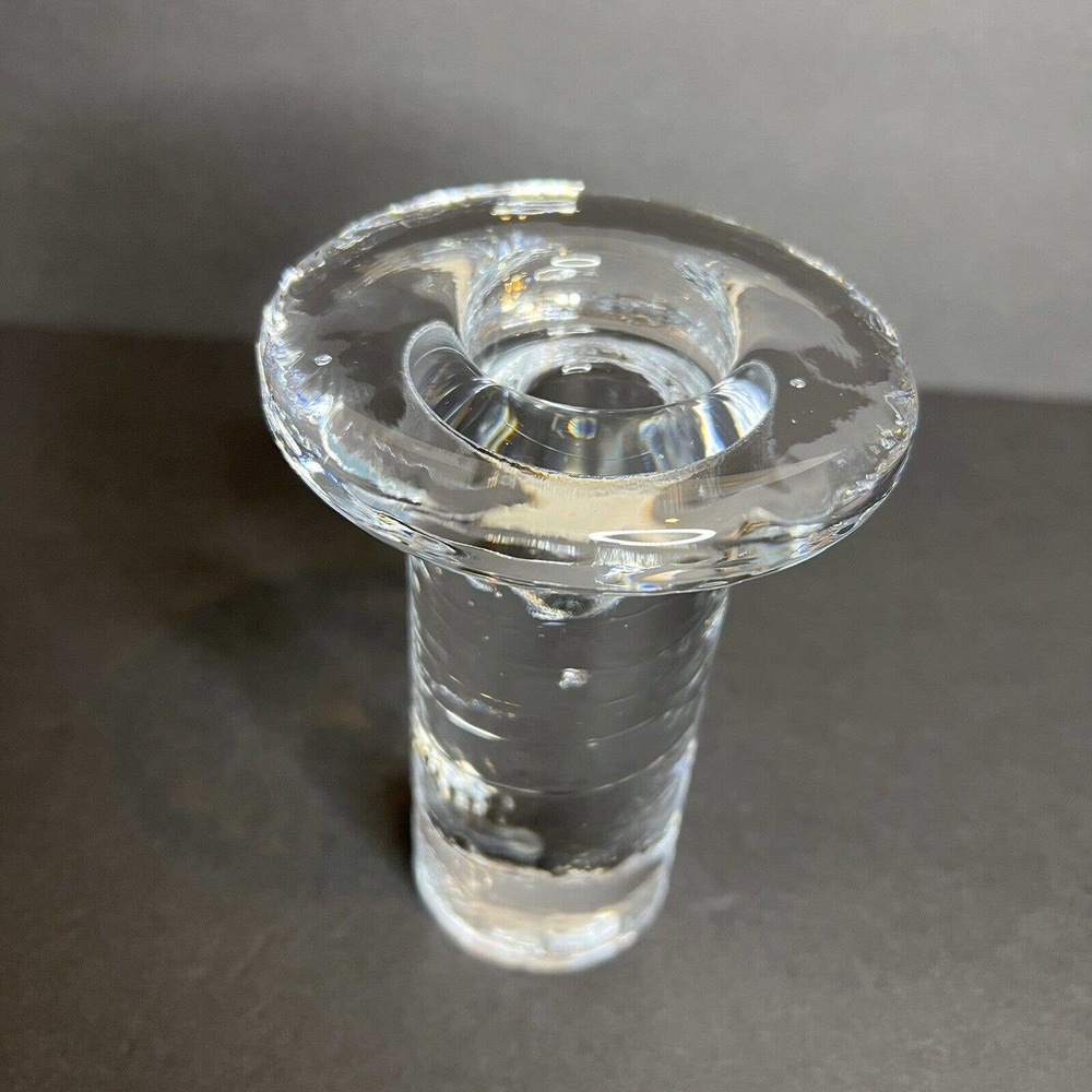 Kosta Boda COOL Collection Candle Holder Kjell Engman Ice Clear Minimalist 5.25” - Picture 2 of 6